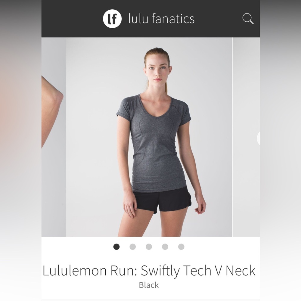 EUC Lululemon Swiftly Short Sleeve top, dark gray, size 6 *rare v-neck!*